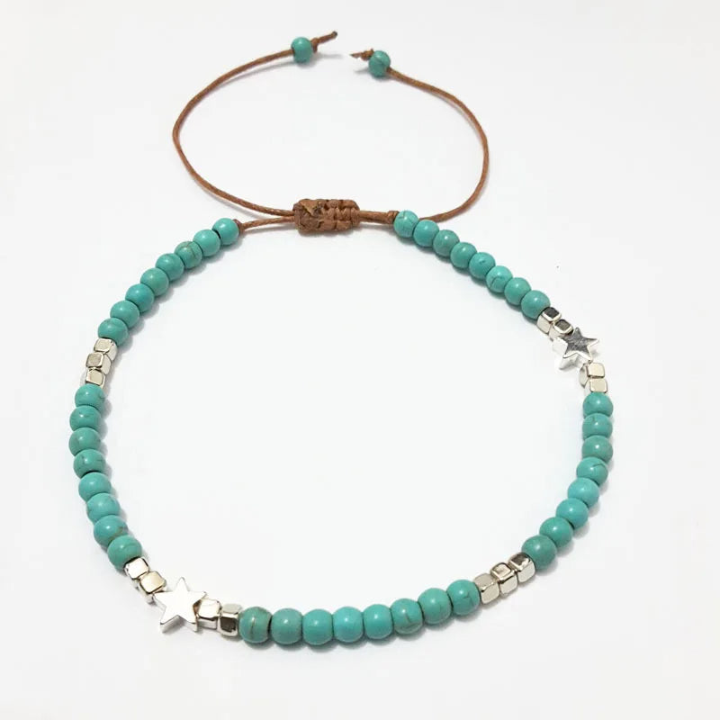 SolSpirit™ Bohemian Turquoise Star Anklet – Walk Free, Shine Bold